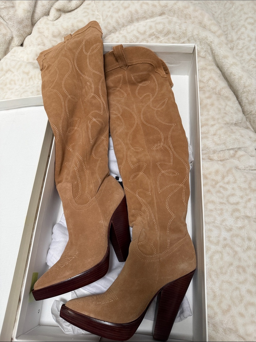 SCHUTZ Tan Suede Over-the-Knee Platform Boots